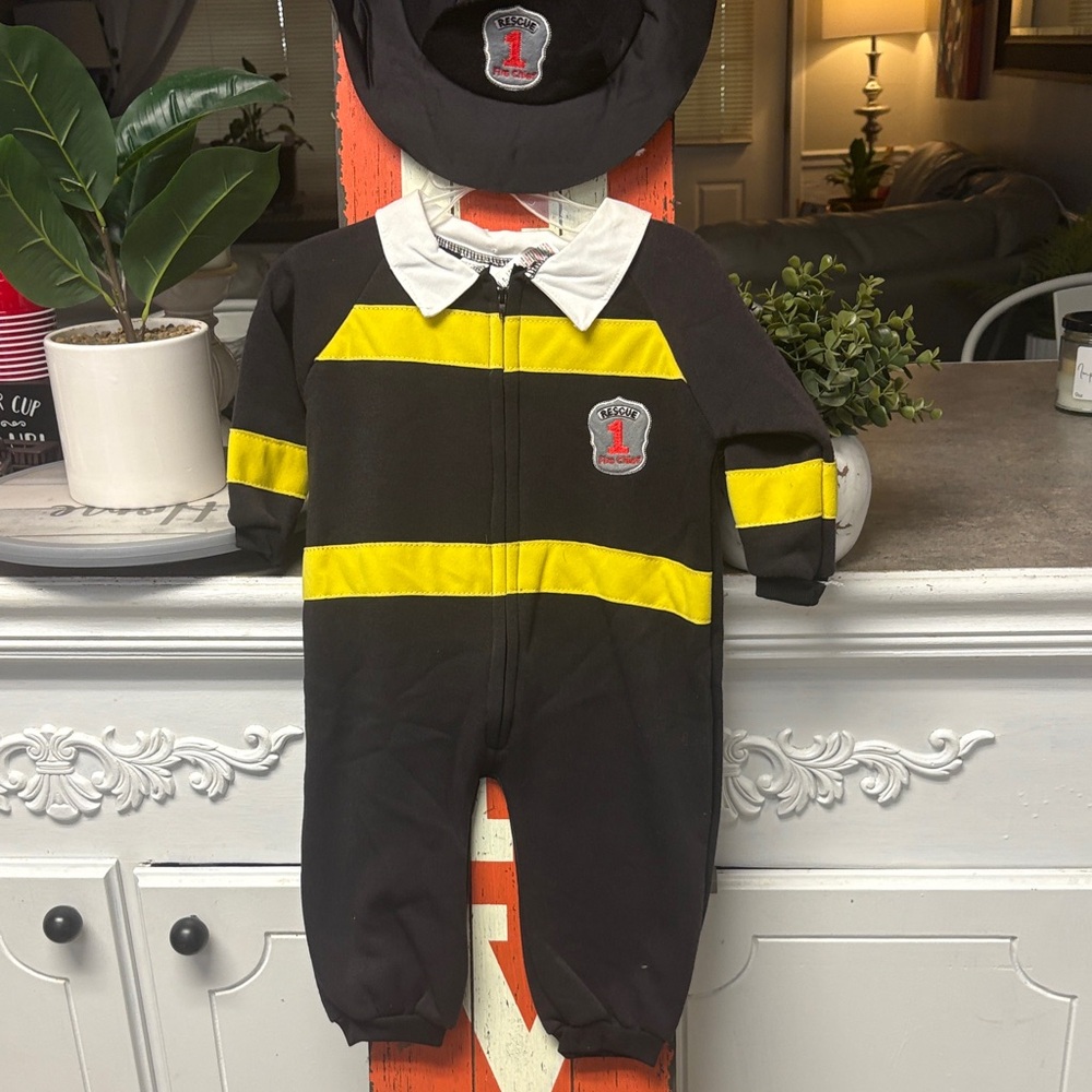 Rubie's Black and Yellow Firefighter Baby One Piece